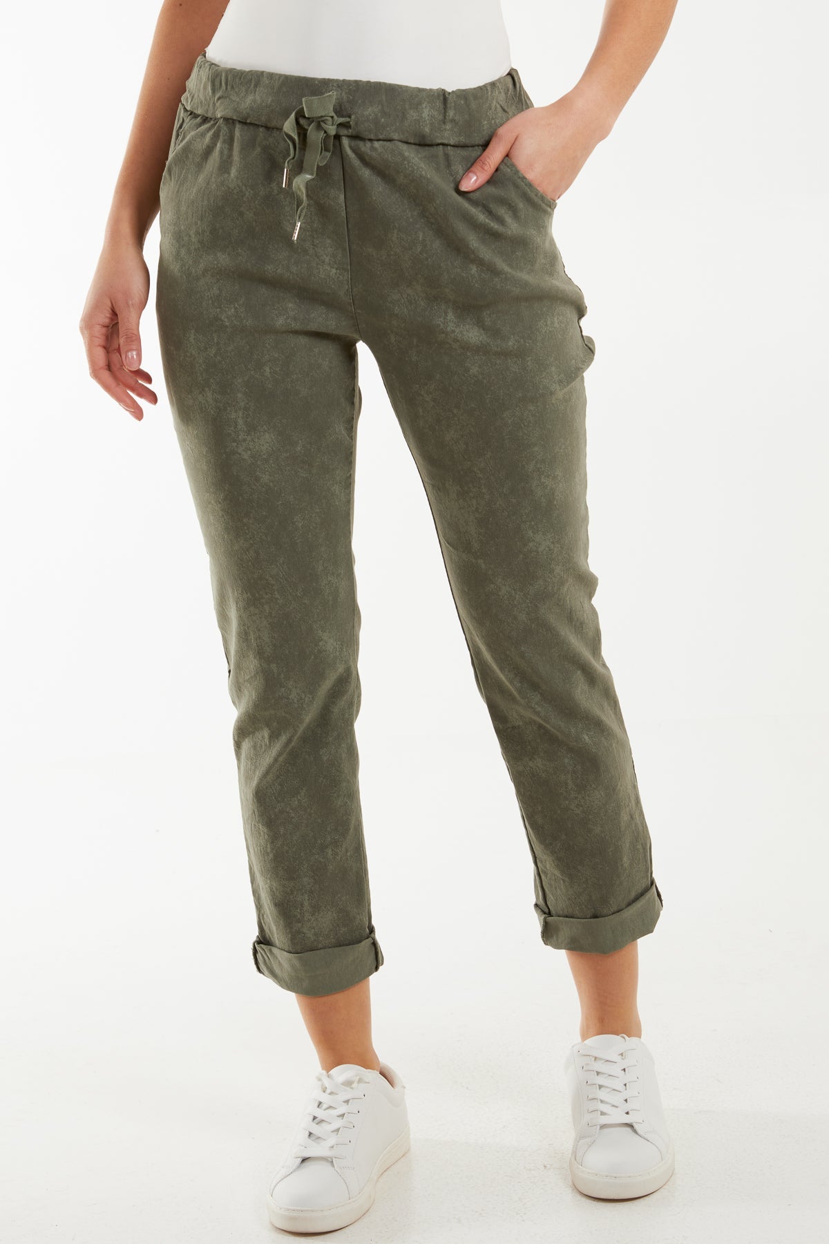 Grey Tie Dye Magic Drawstring Stretch Trouser For Women ONE SIZE - Dropwear