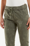 Khaki Tie Dye Magic Drawstring Stretch Trouser For Women ONE SIZE - Dropwear