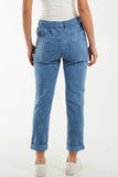 Denim Tie Dye Magic Drawstring Stretch Trouser For Women ONE SIZE - Dropwear