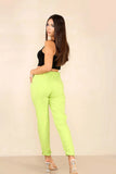 Khaki Italian Glitter Drawstring Waistband Magic Pants For Women 12 - Dropwear