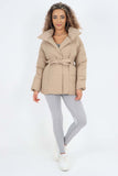 Italian Belted Hooded Jacket Coat For Women  - Dropwear