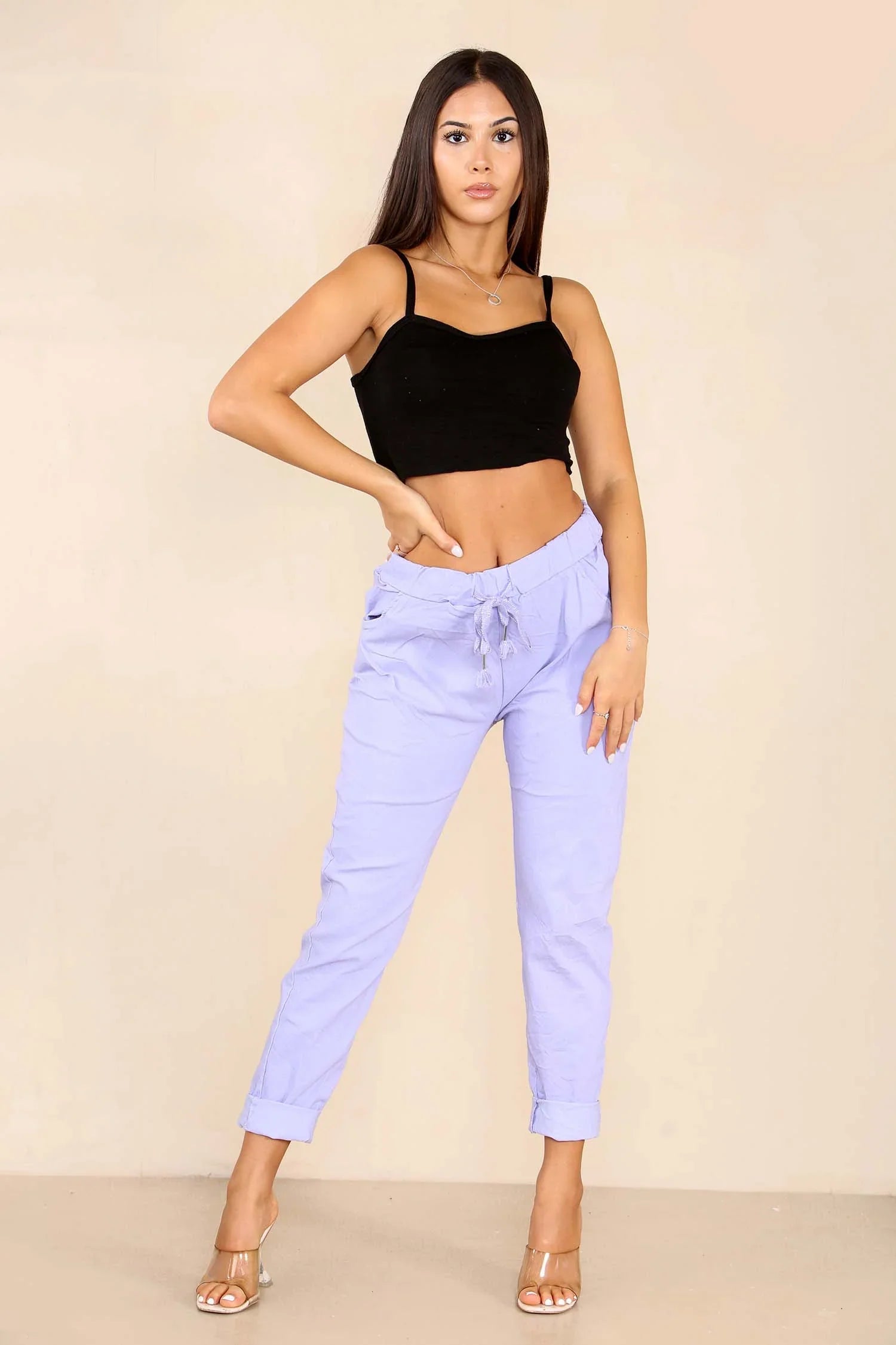 Lemon Italian Glitter Drawstring Waistband Magic Pants For Women 14 - Dropwear