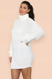 Polo Roll Neck Over Sized Ribbed Knitted Florescent Chunky Sweater Jumper Dress For Women  - Dropwear