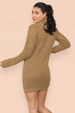 Polo Roll Neck Over Sized Ribbed Knitted Florescent Chunky Sweater Jumper Dress For Women  - Dropwear