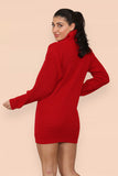 Neon Green Polo Roll Neck Over Sized Ribbed Knitted Florescent Chunky Sweater Jumper Dress For Women ONE SIZE FIT(8-16) - Dropwear
