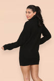 Polo Roll Neck Over Sized Ribbed Knitted Florescent Chunky Sweater Jumper Dress For Women  - Dropwear