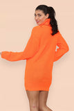 Polo Roll Neck Over Sized Ribbed Knitted Florescent Chunky Sweater Jumper Dress For Women  - Dropwear