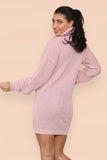 Polo Roll Neck Over Sized Ribbed Knitted Florescent Chunky Sweater Jumper Dress For Women  - Dropwear