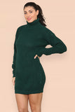 Polo Roll Neck Over Sized Ribbed Knitted Florescent Chunky Sweater Jumper Dress For Women  - Dropwear