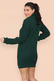 Polo Roll Neck Over Sized Ribbed Knitted Florescent Chunky Sweater Jumper Dress For Women  - Dropwear