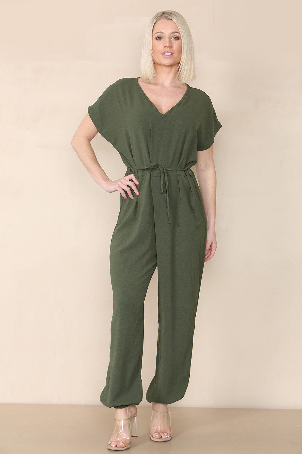 Tie Waist Stylish Harem Jumpsuit For Women  - Dropwear