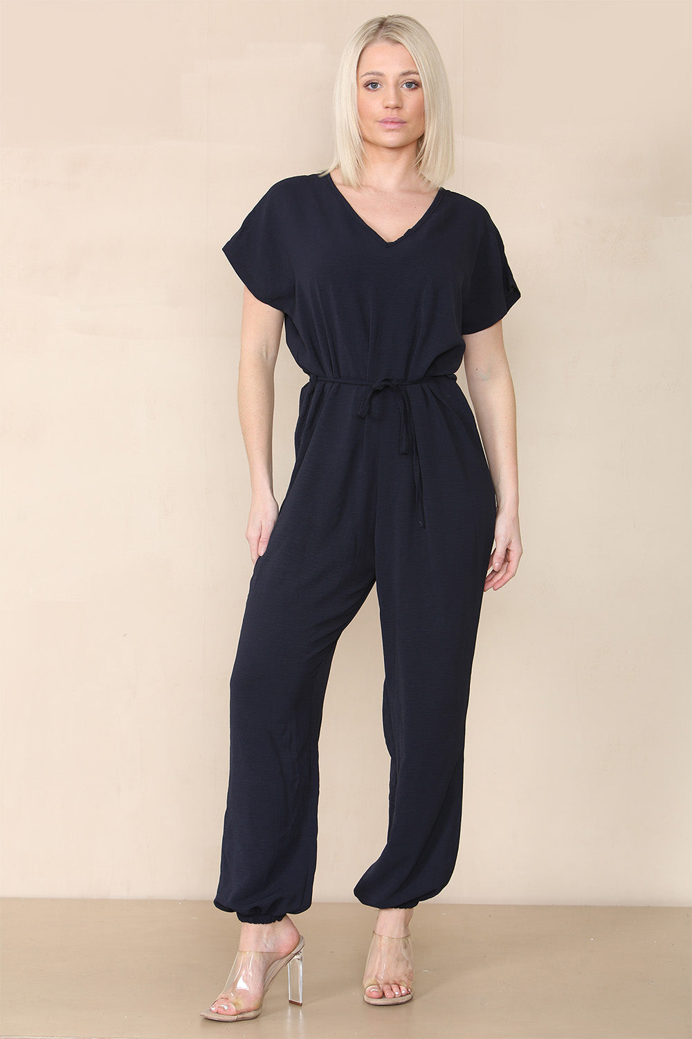 Tie Waist Stylish Harem Jumpsuit For Women  - Dropwear