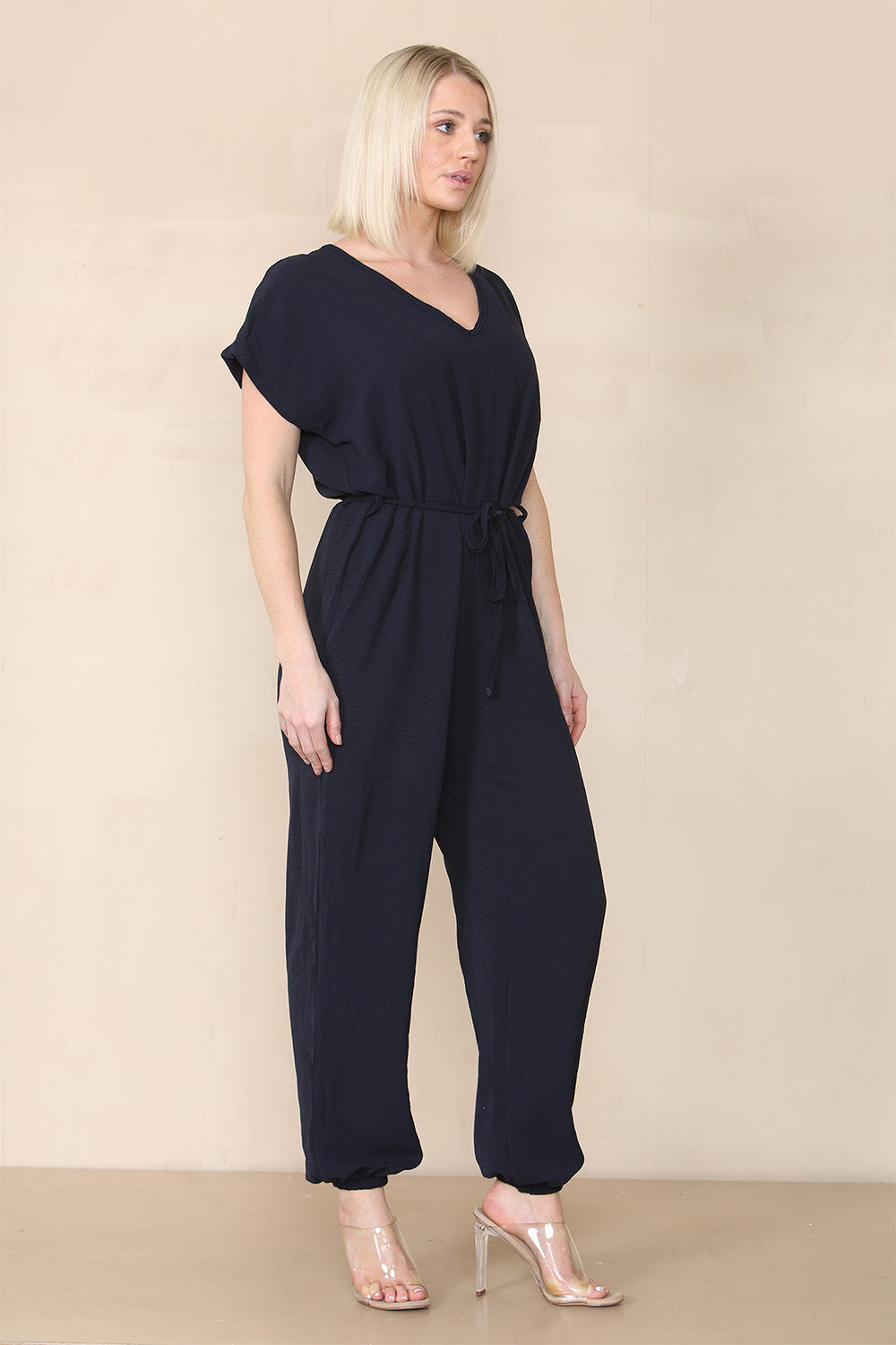 Tie Waist Stylish Harem Jumpsuit For Women  - Dropwear
