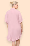 OverSized Italian Gold Button Pleated Frill Ruffle Dress Top For Women  - Dropwear