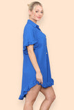 OverSized Italian Gold Button Pleated Frill Ruffle Dress Top For Women  - Dropwear