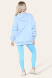 Charcoal Oversized Ruched Sleeves Hoodie With Satin Ribbon with High Waist High Rise Seamless RibbedÂ LeggingÂ Set For Women S/M - Dropwear