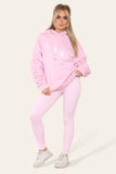 Black Oversized Ruched Sleeves Hoodie With Satin Ribbon with High Waist High Rise Seamless RibbedÂ LeggingÂ Set For Women S/M - Dropwear