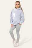 Oversized Ruched Sleeves Hoodie With Satin Ribbon with High Waist High Rise Seamless RibbedÂ LeggingÂ Set For Women  - Dropwear