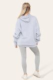 Oversized Ruched Sleeves Hoodie With Satin Ribbon with High Waist High Rise Seamless RibbedÂ LeggingÂ Set For Women  - Dropwear