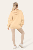 Khaki Oversized Ruched Sleeves Hoodie With Satin Ribbon with High Waist High Rise Seamless RibbedÂ LeggingÂ Set For Women M/L - Dropwear