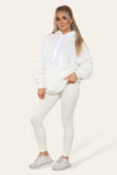 Grey Oversized Ruched Sleeves Hoodie With Satin Ribbon with High Waist High Rise Seamless RibbedÂ LeggingÂ Set For Women M/L - Dropwear