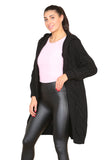 Red Knitted Cables Hooded Long Over Sized Cardigan For Women M/L - Dropwear