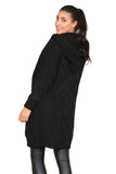 Knitted Cables Hooded Long Over Sized Cardigan For Women  - Dropwear