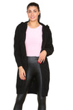 Knitted Cables Hooded Long Over Sized Cardigan For Women  - Dropwear