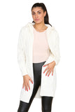 Grey Knitted Cables Hooded Long Over Sized Cardigan For Women M/L - Dropwear