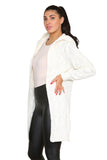 Khaki Knitted Cables Hooded Long Over Sized Cardigan For Women M/L - Dropwear