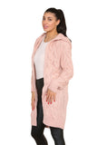 Knitted Cables Hooded Long Over Sized Cardigan For Women  - Dropwear