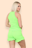 Peplum Sleeveless Suit Button Detail Frilled Shorts Co-Ord Set For Women  - Dropwear