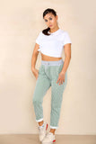 Navy Plus Size Italian Thin Stripes Print Drawstring Cotton Joggers For Women 20 - Dropwear