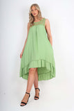Italian Lace Neckline Dipped Hem Dress For Women  - Dropwear