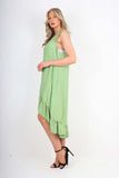 Italian Lace Neckline Dipped Hem Dress For Women  - Dropwear