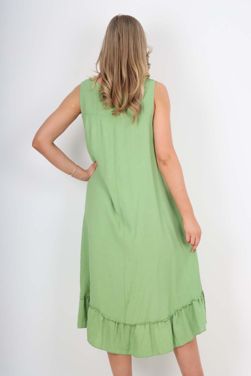 Italian Lace Neckline Dipped Hem Dress For Women  - Dropwear