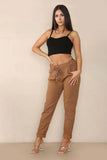 Light Grey Italian Glitter Drawstring Waistband Magic Pants For Women 14 - Dropwear