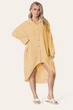 Sage High-Low Oversized Button Long Top Shirt Dress with Hem andÂ LongÂ Sleeves For Women ONE SIZE UK FIT (14 TO 22) - Dropwear