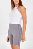 Grey Melange Side Stripe Detail Cycling Shorts For Women SMALL - Dropwear