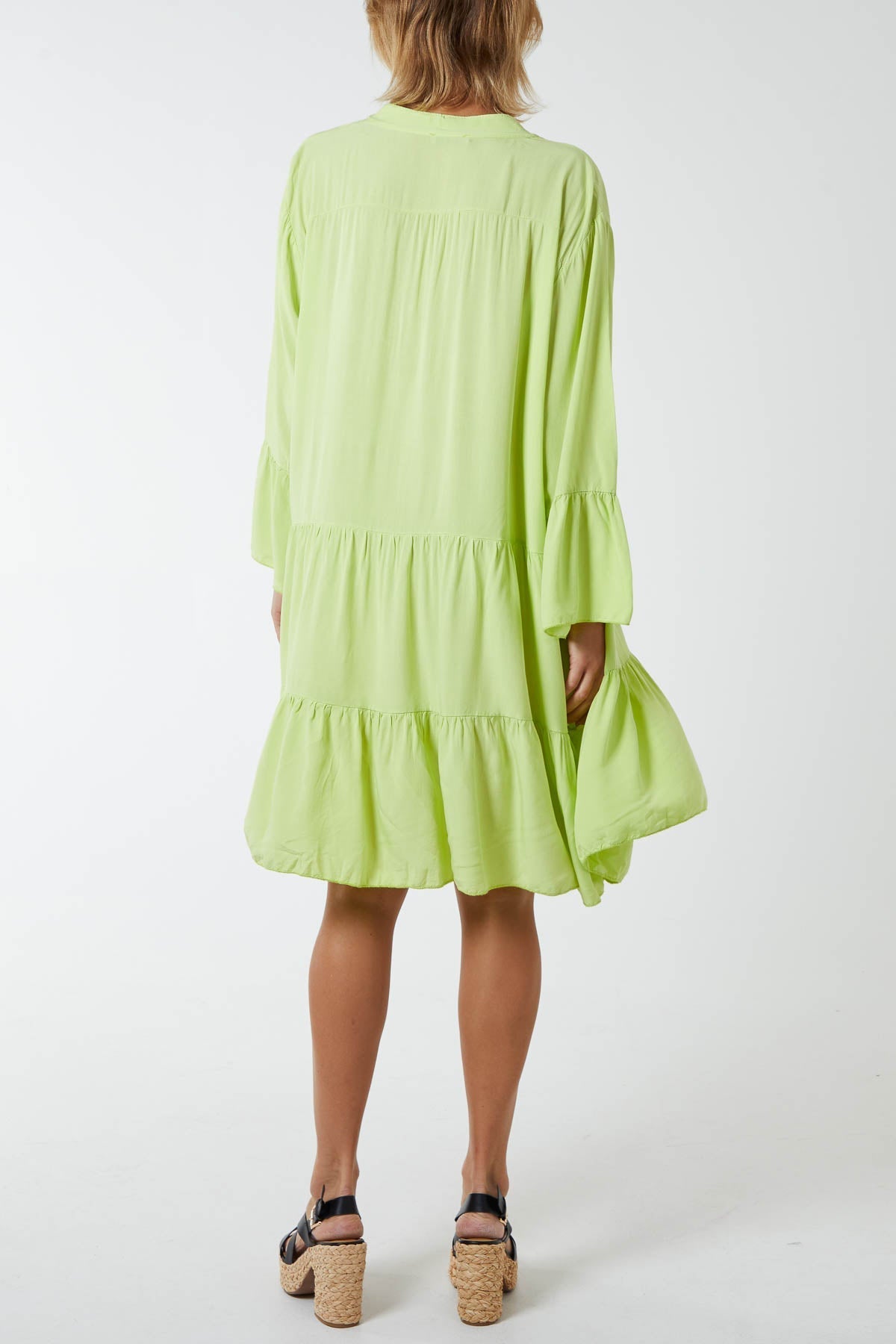 Lime Flare Smock Dress For Women ONE SIZE - Dropwear