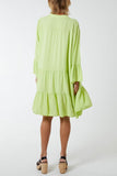 Lime Flare Smock Dress For Women ONE SIZE - Dropwear