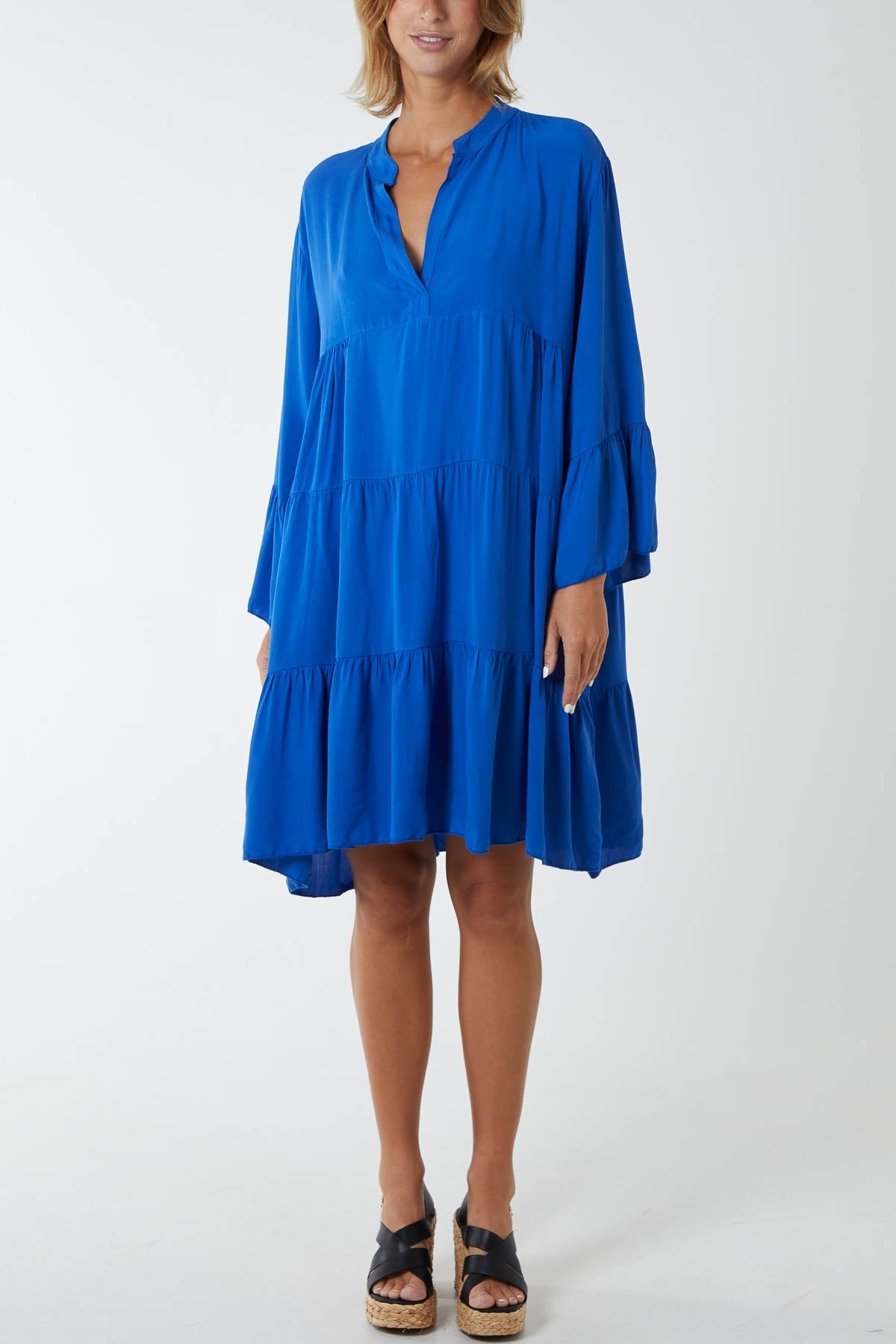Navy Flare Smock Dress For Women ONE SIZE - Dropwear