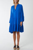 Navy Flare Smock Dress For Women ONE SIZE - Dropwear