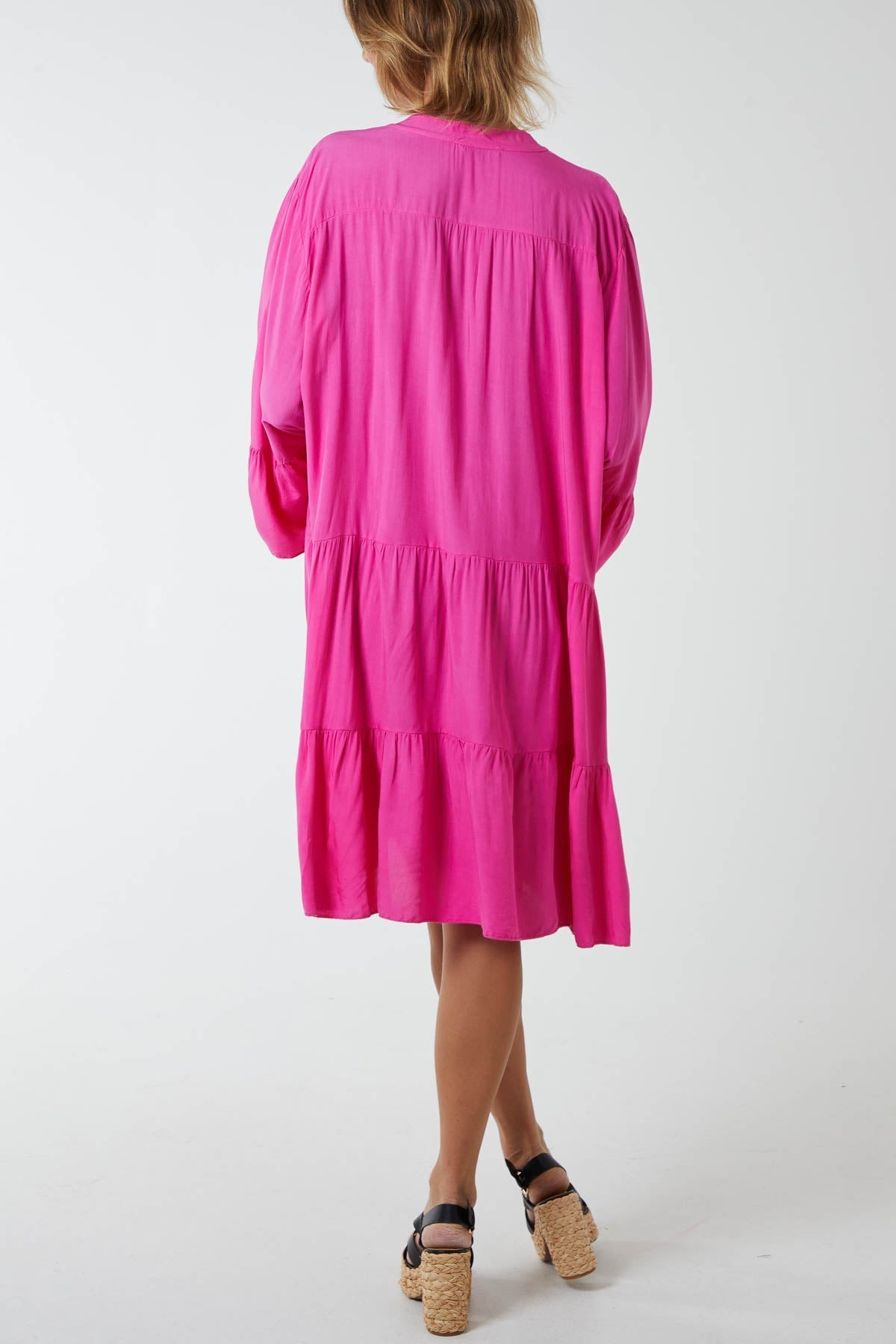 Beige Flare Smock Dress For Women ONE SIZE - Dropwear