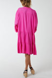Beige Flare Smock Dress For Women ONE SIZE - Dropwear