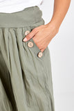 Lime Button Pocket Detail Harem Pants For Women ONE SIZE - Dropwear