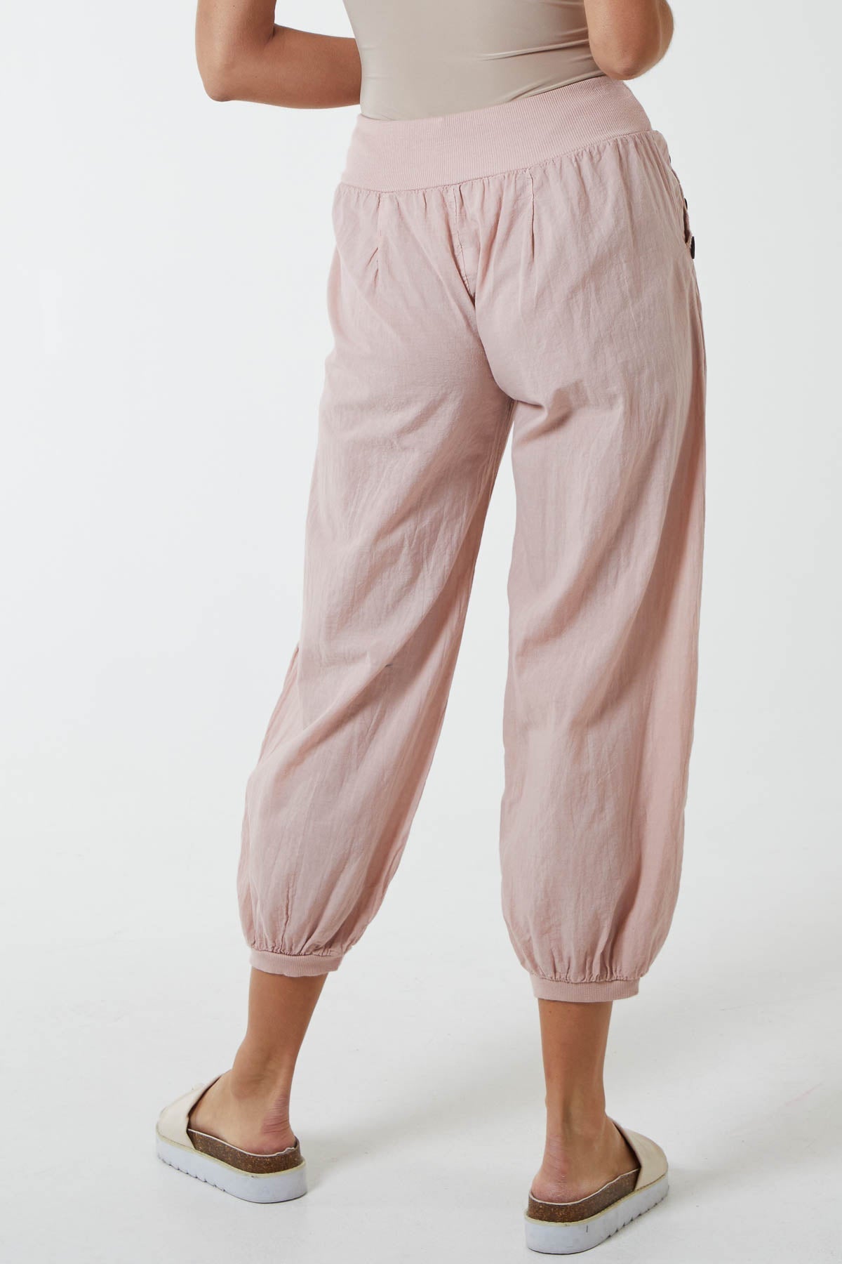 Button Pocket Detail Harem Pants For Women  - Dropwear