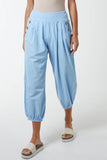 Stone Button Pocket Detail Harem Pants For Women ONE SIZE - Dropwear