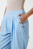 Black Button Pocket Detail Harem Pants For Women ONE SIZE - Dropwear