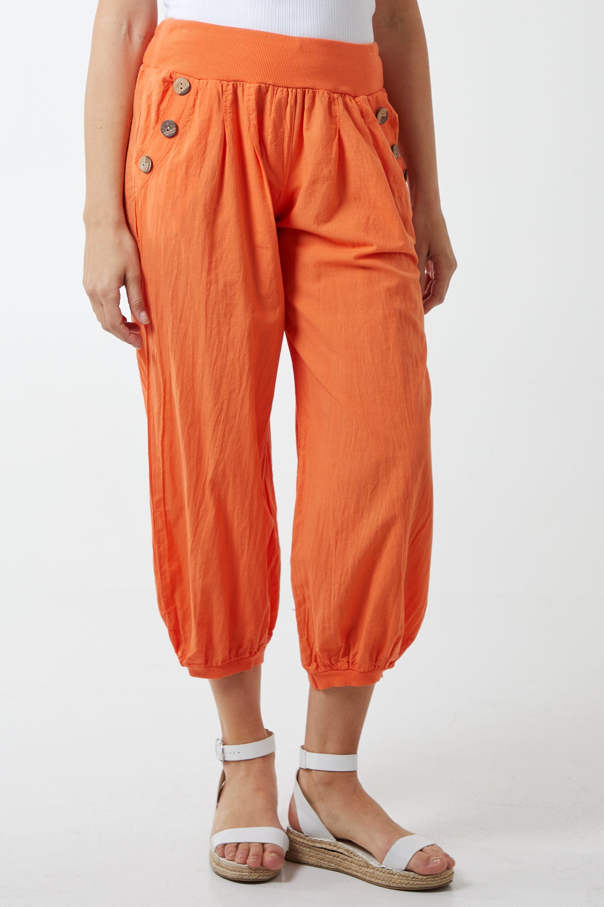 Button Pocket Detail Harem Pants For Women  - Dropwear